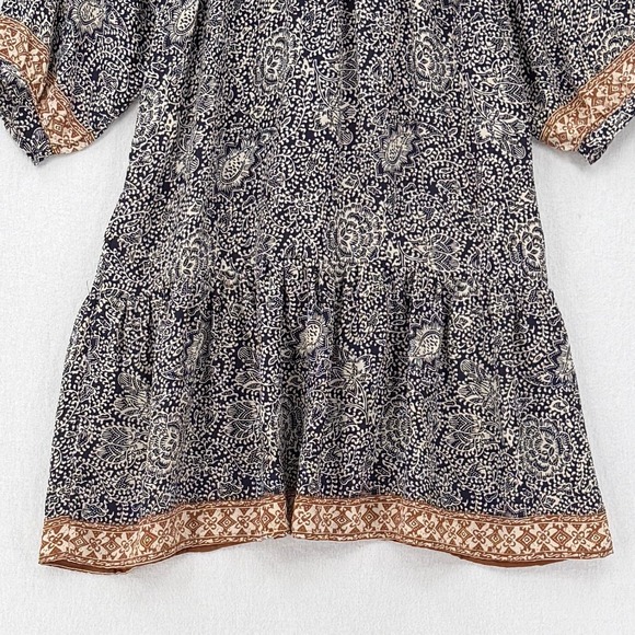 NATALIE MARTIN Stevie Dress Womens XS Blue Cream Silk Floral Boho Mini Smock - Picture 7 of 13